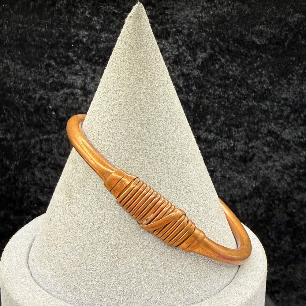 Vintage Estate Cuff Bracelet Copper Wire Wrap Bohemian 7in